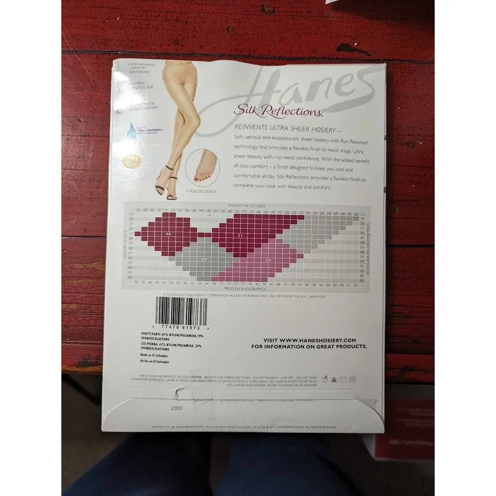 Hanes Silk Reflections Contol Top Toeless Style Q0B376 Natural‎ Size EF
